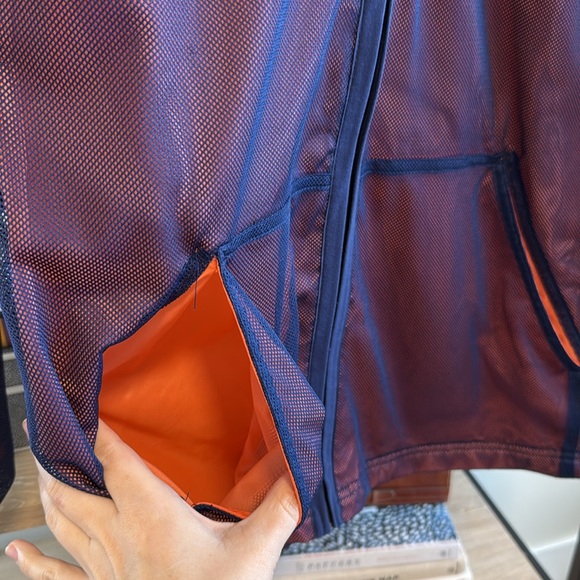 Kids Nike Navy Mesh Jacket With Hood and Orange Inner Lining, L (12-14) - Picture 3 of 7